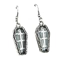 Antique Silver Finish Coffin Earrings Catacomb Cemetery Jewelry