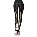 Gothic Wet Look Leggings with Lace up Back
