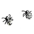 Clear Stone Black Widow Spider Stud Earrings Elegant Lolita Style