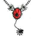 Black Widow & Spider Web Cameo Gothic Necklace by Too Fast
