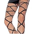 Black Sheer Criss Cross Gothic Tights by Music Legs