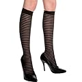 Black Sheer Stripe Gothic Knee Highs by Music Legs