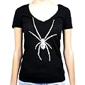 White Print Black Widow Spider Women's V-neck Shirt
