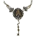 Skeleton Ribcage & Key Cameo Gothic Necklace by Too Fast