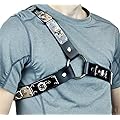 Metal Plate D Ring Black Leather Fashion Harness