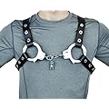 Handcuff Black Leather Bulldog Harness