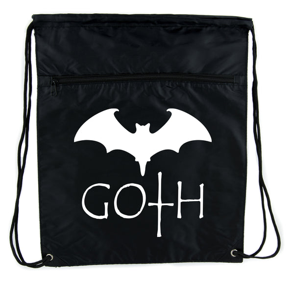 Goth with Bat Cinch Bag Drawstring Backpack Punk Emo