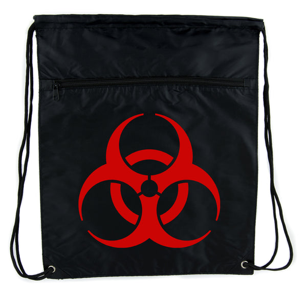 Red Bio-Hazard Radiation Cinch Bag Drawstring Backpack Zombie