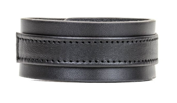 Black on Black Strip Leather Wristband Bracelet Cuff 1-1/4" Wide