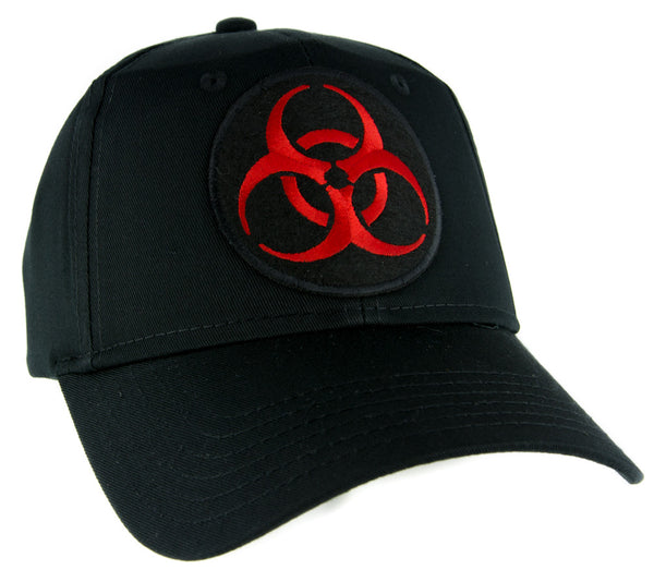 Toxic Red Biohazard Sign Hat Baseball Cap Horror Clothing Zombie Apocalypse