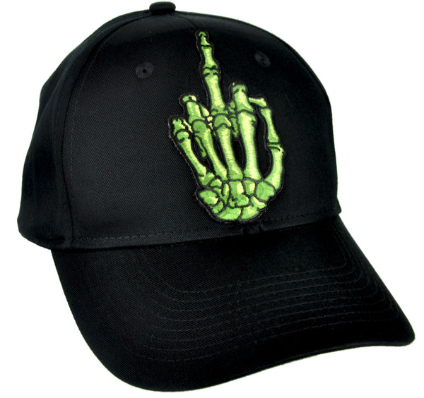 Green Skeleton Hand Middle Finger Hat Baseball Cap Skater Thrasher Clothing