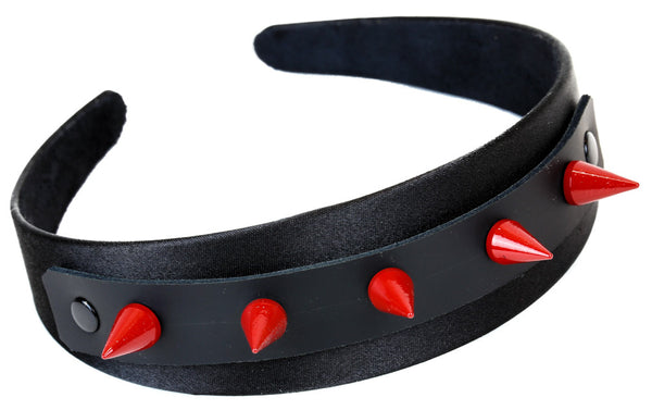 Red Metal Cone Spike Hair Headband Hairpiece Alternative Clothing Cosplay