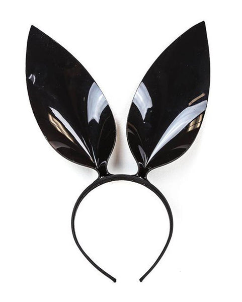 Black Pvc Bunny Rabbit Ears Headband Hair Hairpiece