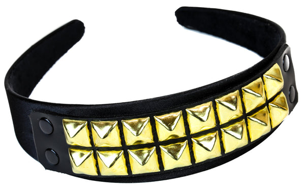 2 Row Brass Pyramid Stud Hair Headband Hairpiece Alternative Clothing Punk Rockabilly