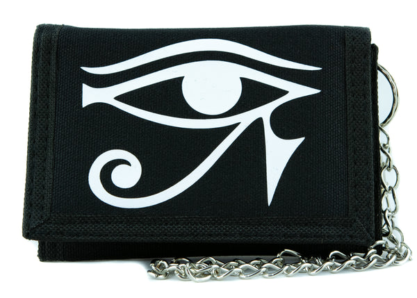 White Egyptian God Eye of Ra Horus Tri-fold Wallet Ancient Egypt Sun God