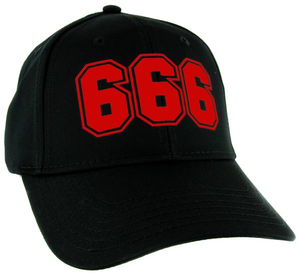 Red 666 Number of The Beast Hat Baseball Cap Black Metal Occult