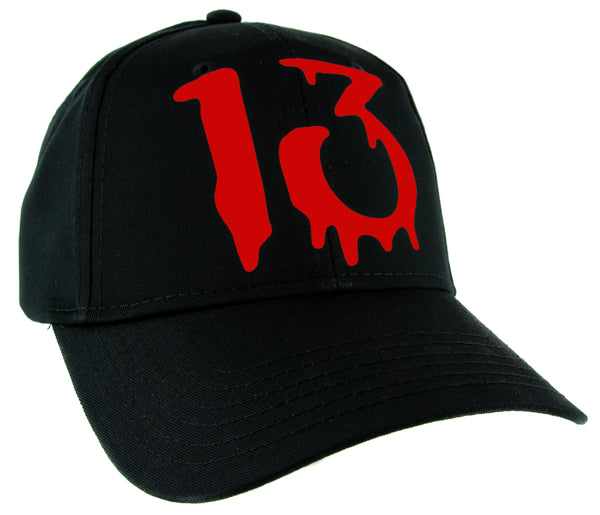 Red Number Thirteen Lucky 13 Baseball Cap Goth Punk