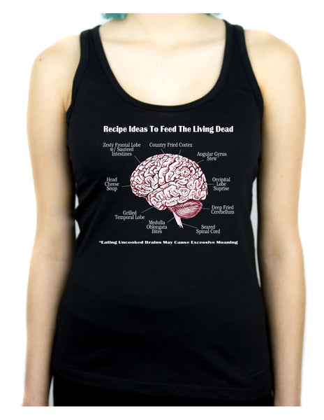 Brain Recipes Ideas for Zombies Women's Racer Back Tank Top Shirt Living Dead