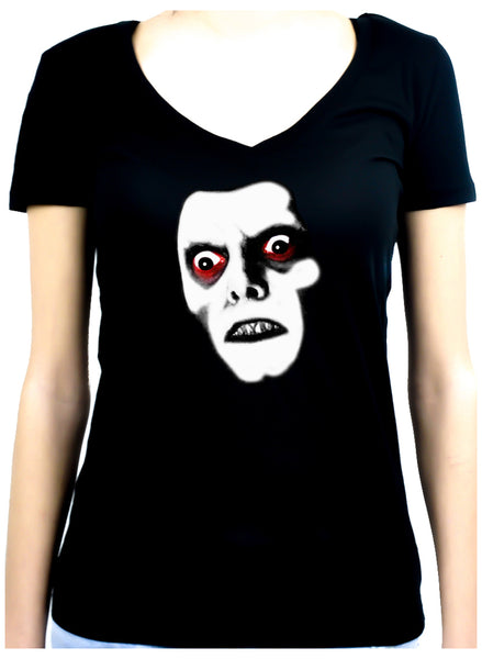 Captain Howdy Pazuzu Demon Women's V-Neck Shirt Top The Exorcist
